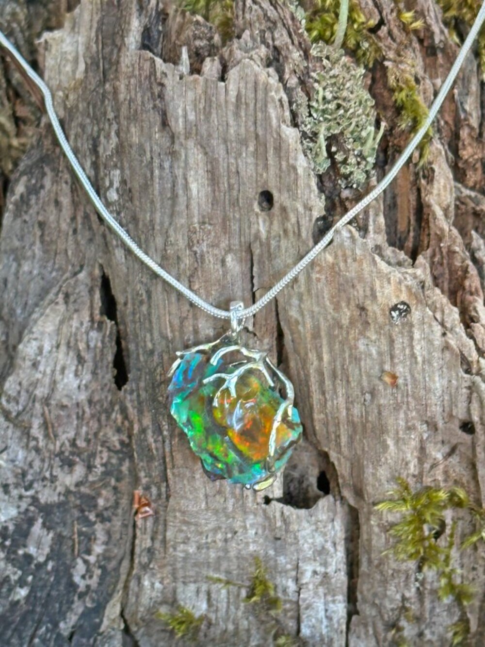 Vibrant Rainbow Opal Necklace